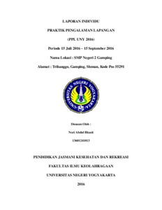 LAPORAN INDIVIDU PRAKTIK PENGALAMAN LAPANGAN (PPL UNY 2016) Periode 15 ...